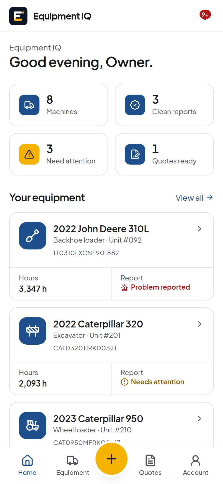Equipment IQ on a phone